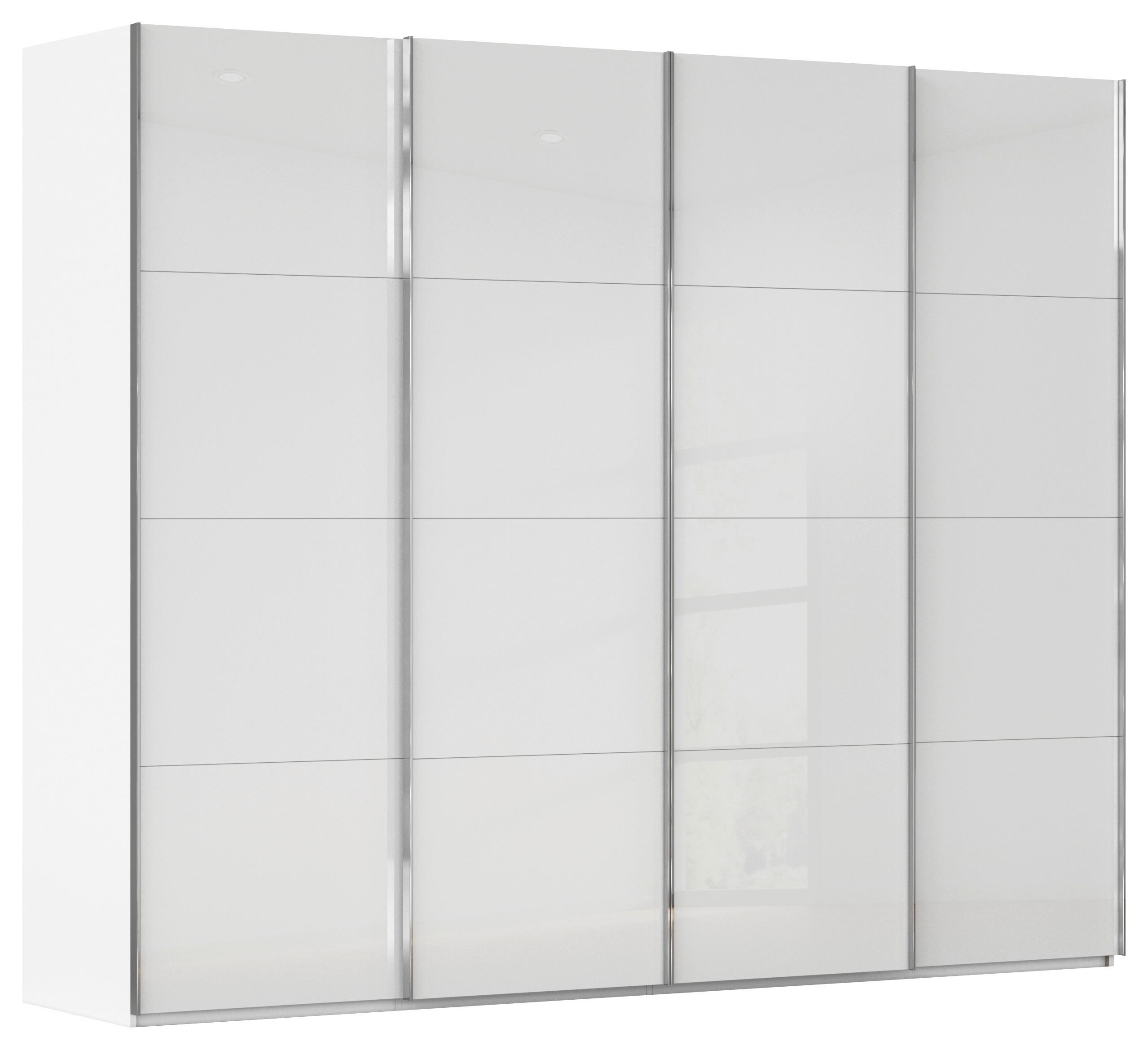 SCHWEBETÜRENSCHRANK 271/235/68 cm 4-türig Weiß  - Chromfarben/Weiß, Design, Glas/Holzwerkstoff (271/235/68cm) - Novel