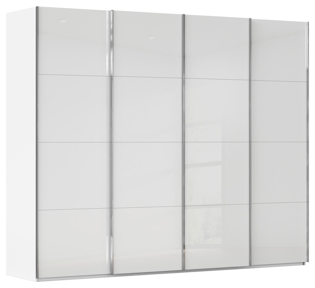SCHWEBETÜRENSCHRANK 271/235/68 cm 4-türig Weiß  - Chromfarben/Weiß, Design, Glas/Holzwerkstoff (271/235/68cm) - Novel