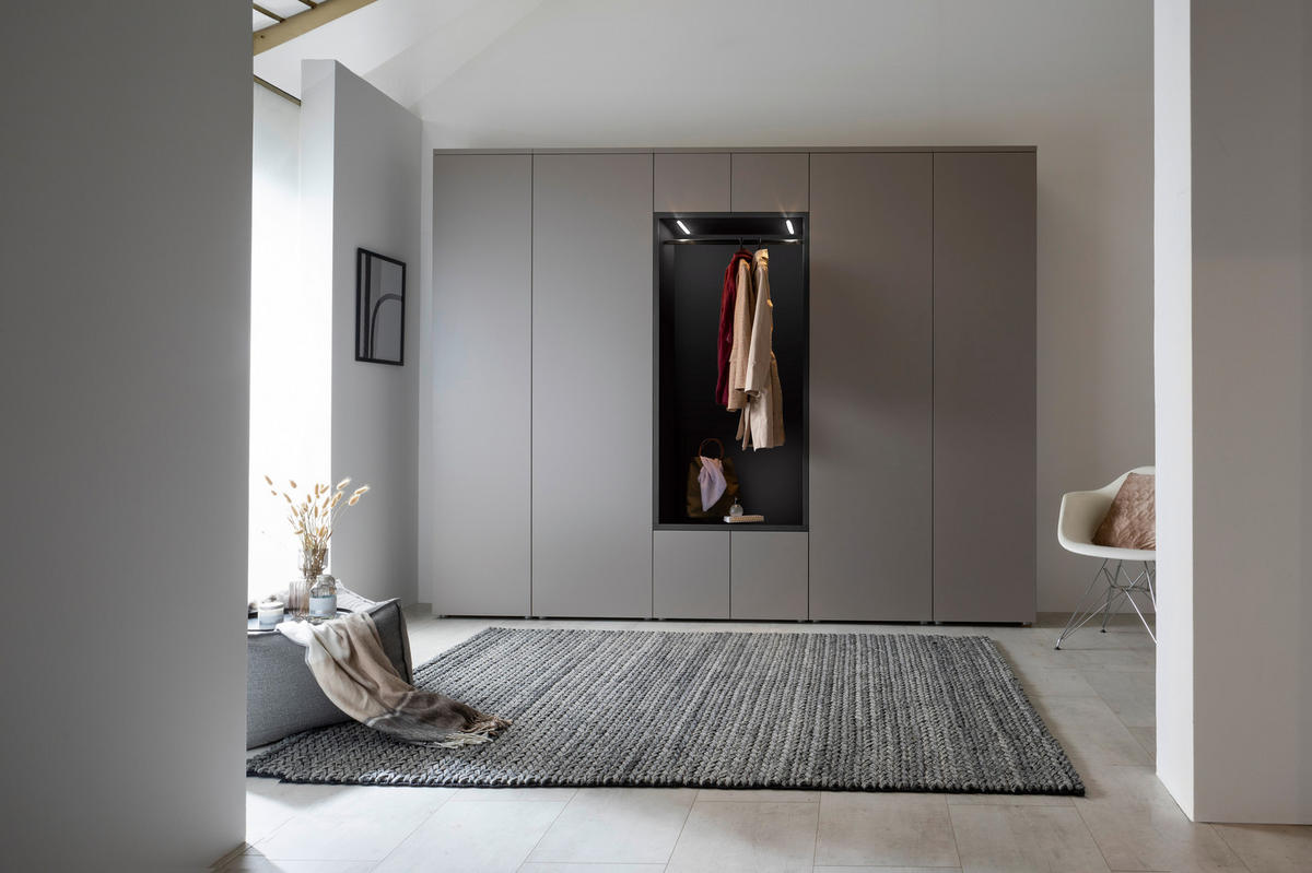GARDEROBE 7-teilig  in 296/233/39 cm  - Anthrazit/Grau, Design, Holzwerkstoff (296/233/39cm) - Moderano