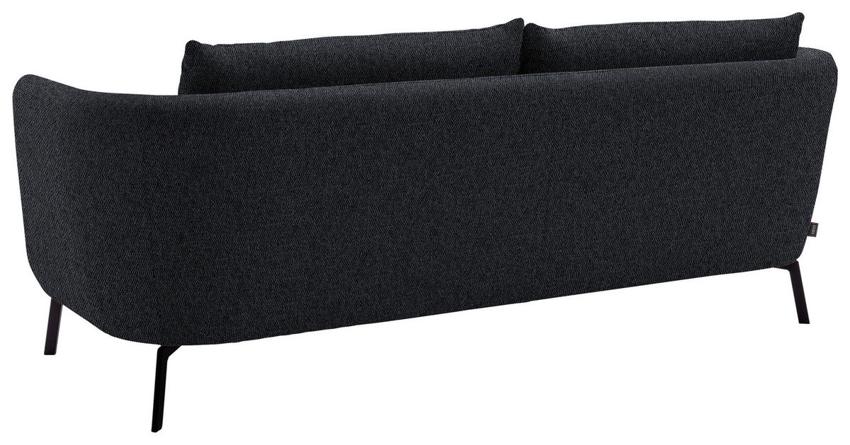 3-SITZER-SOFA Flachgewebe Dunkelgrau  - Dunkelgrau/Schwarz, Design, Textil/Metall (210/71/91cm) - Schöner Wohnen