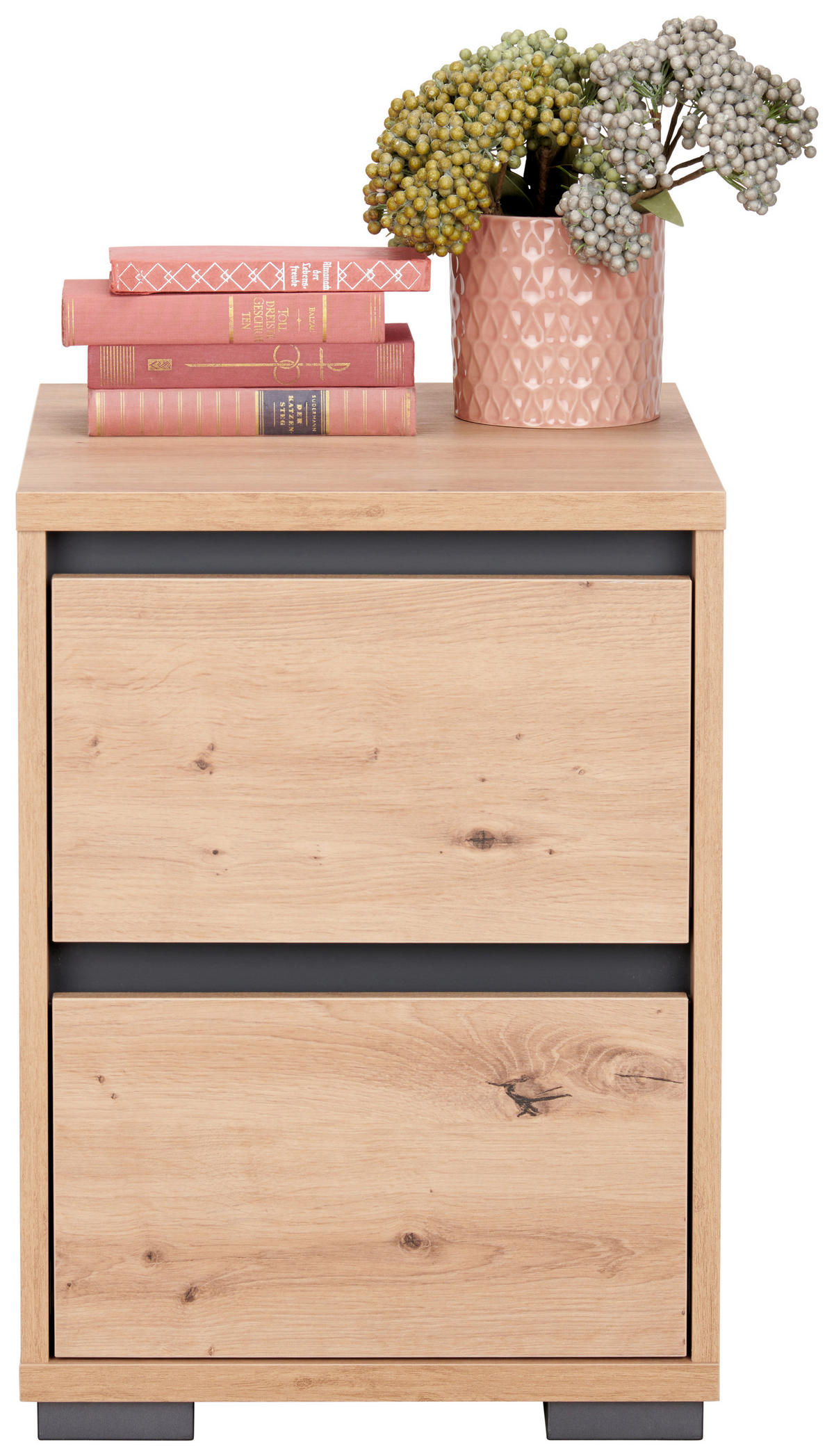 NOĆNI STOČIĆ antracit, boja hrasta  - boja hrasta/antracit, Dizajnerski, pločasti materijal/plastika (40/55/48cm) - Carryhome