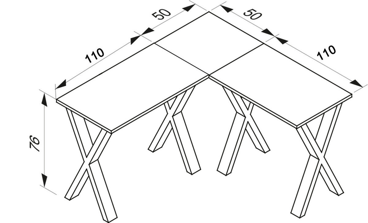 ECKSCHREIBTISCH 160/160/76 cm  in Anthrazit, Silberfarben  - Anthrazit/Silberfarben, Design, Holzwerkstoff/Metall (160/160/76cm) - MID.YOU