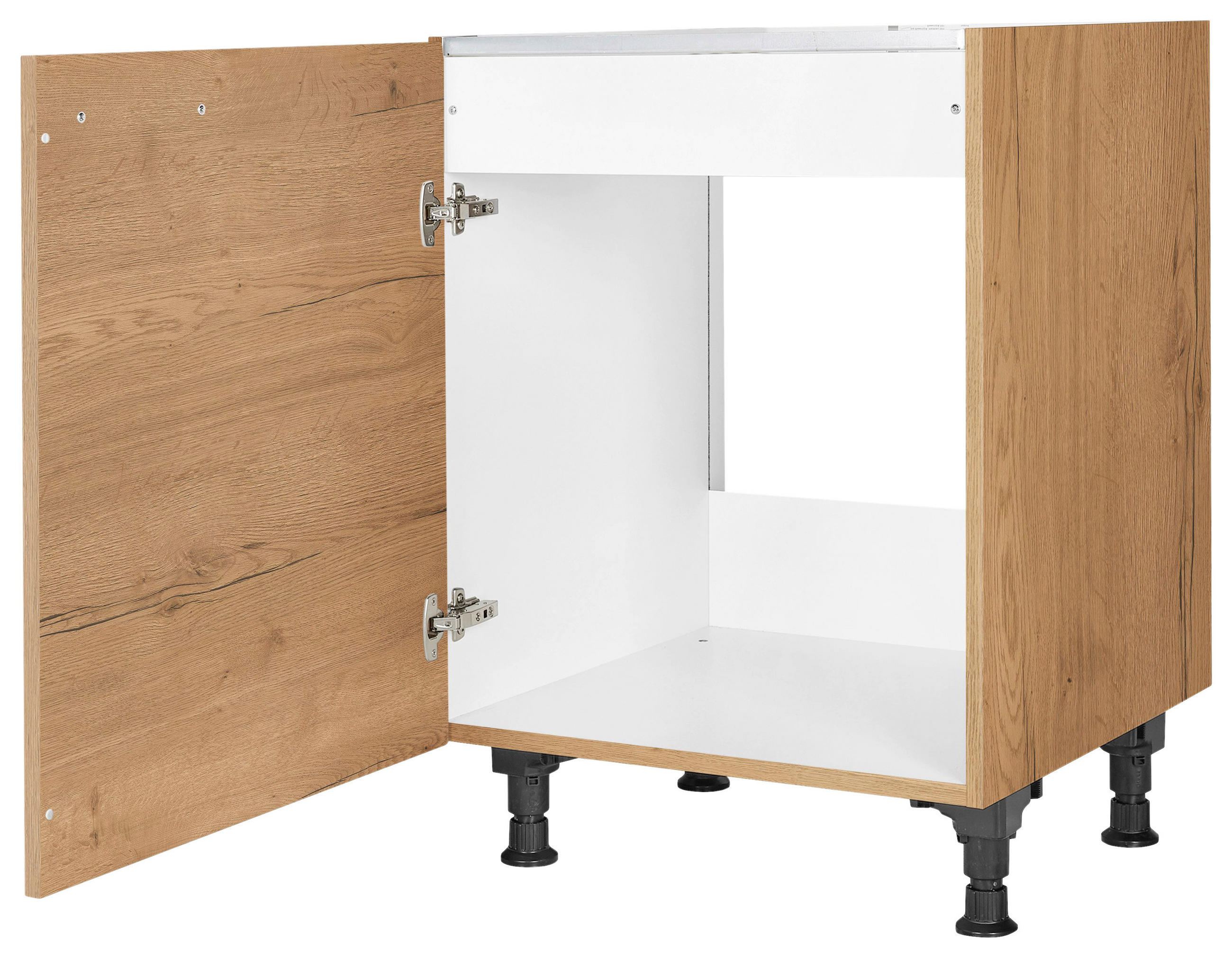 SPÜLENUNTERSCHRANK 60/87/56 cm  in Eichefarben  - Eichefarben/Schwarz, MODERN, Holzwerkstoff/Metall (60/87/56cm) - Nobilia