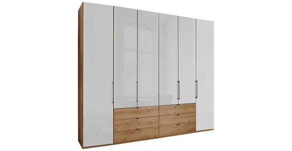 FALTTÜRENSCHRANK 250/216/58 cm 6-türig  - Schieferfarben/Eiche Bianco, KONVENTIONELL, Glas/Holzwerkstoff (250/216/58cm) - Dieter Knoll