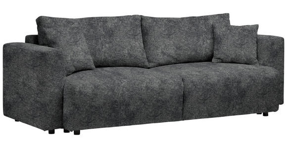 SCHLAFSOFA Velours Anthrazit Zierkissen, Rückenkissen, Bettkasten, Schlaffunktion, Rücken echt  - Anthrazit/Schwarz, Design, Kunststoff/Textil (250/92/105cm) - Carryhome