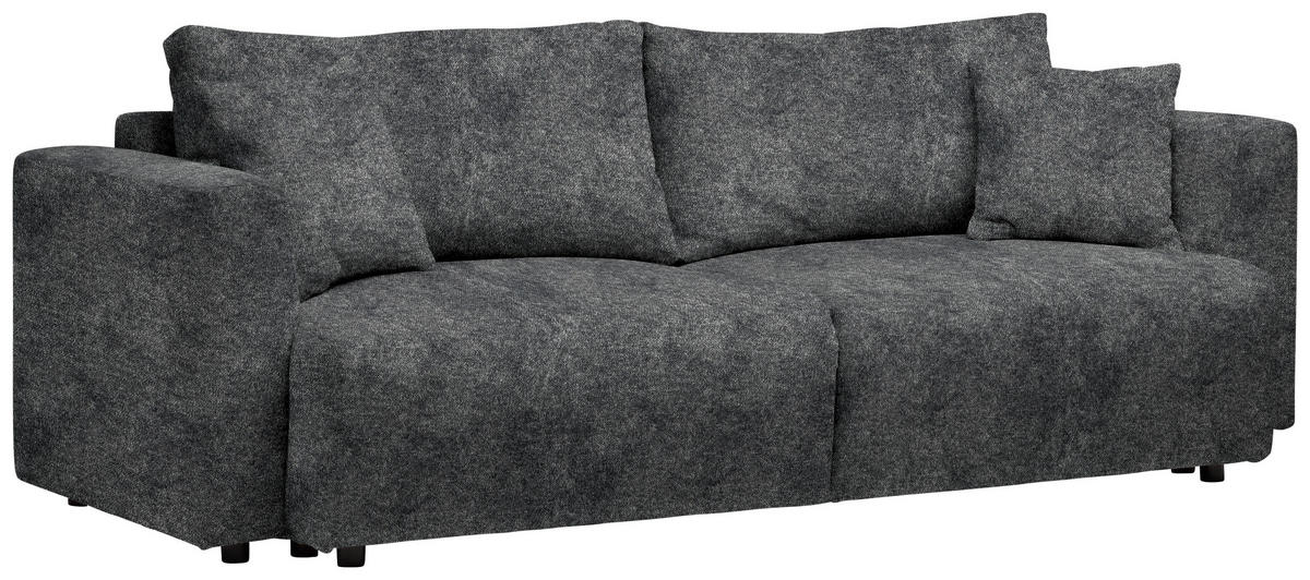 SCHLAFSOFA  mit Stoffauswahl, Schlafen auf Sitzhöhe, Rücken echt Velours Anthrazit  - Anthrazit/Schwarz, Design, Kunststoff/Textil (250/92/105cm) - Carryhome
