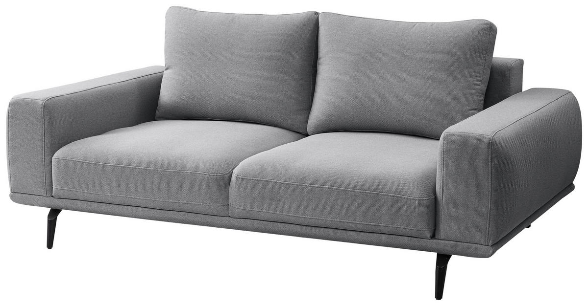 2-SITZER-SOFA in Webstoff Grau  - Schwarz/Grau, Modern, Textil/Metall (202/89/115cm) - MID.YOU