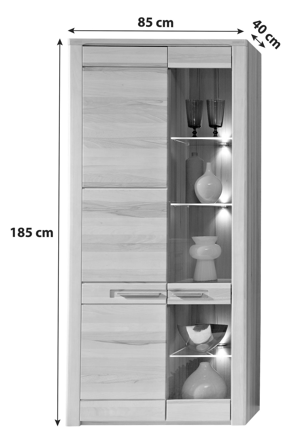 VITRINE in teilmassiv Kernbuche Buchefarben  - Buchefarben, Basics, Holz/Holzwerkstoff (85/185/40cm) - Livetastic
