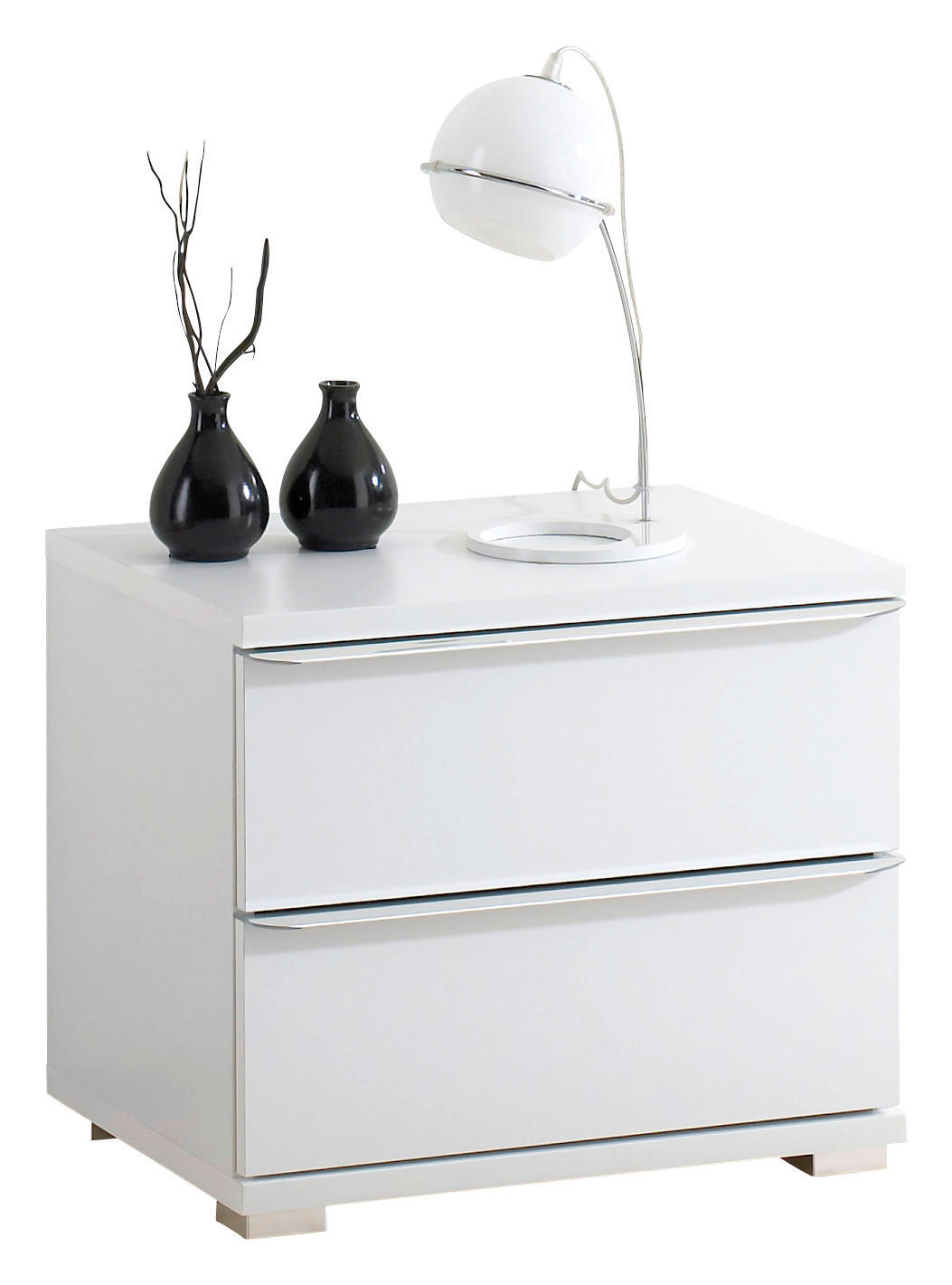 NACHTSCHRANK 51/44/40 cm  - Chromfarben/Weiß, Design, Glas/Holzwerkstoff (51/44/40cm) - Moderano