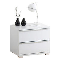 NACHTKÄSTCHEN 51/44/40 cm  in Weiß  - Chromfarben/Weiß, Design, Glas/Holzwerkstoff (51/44/40cm) - Moderano