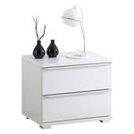 NACHTKÄSTCHEN 51/44/40 cm  in Weiß  - Chromfarben/Weiß, Design, Glas/Holzwerkstoff (51/44/40cm) - Moderano