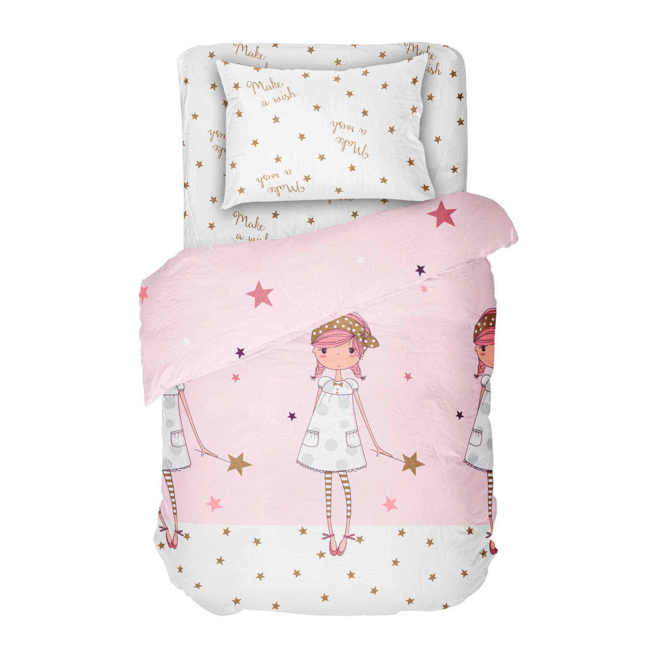 LENJERIE DE PAT PENTRU TINERE 150/240 cm  - roz aprins, Basics, textil (150/240cm)