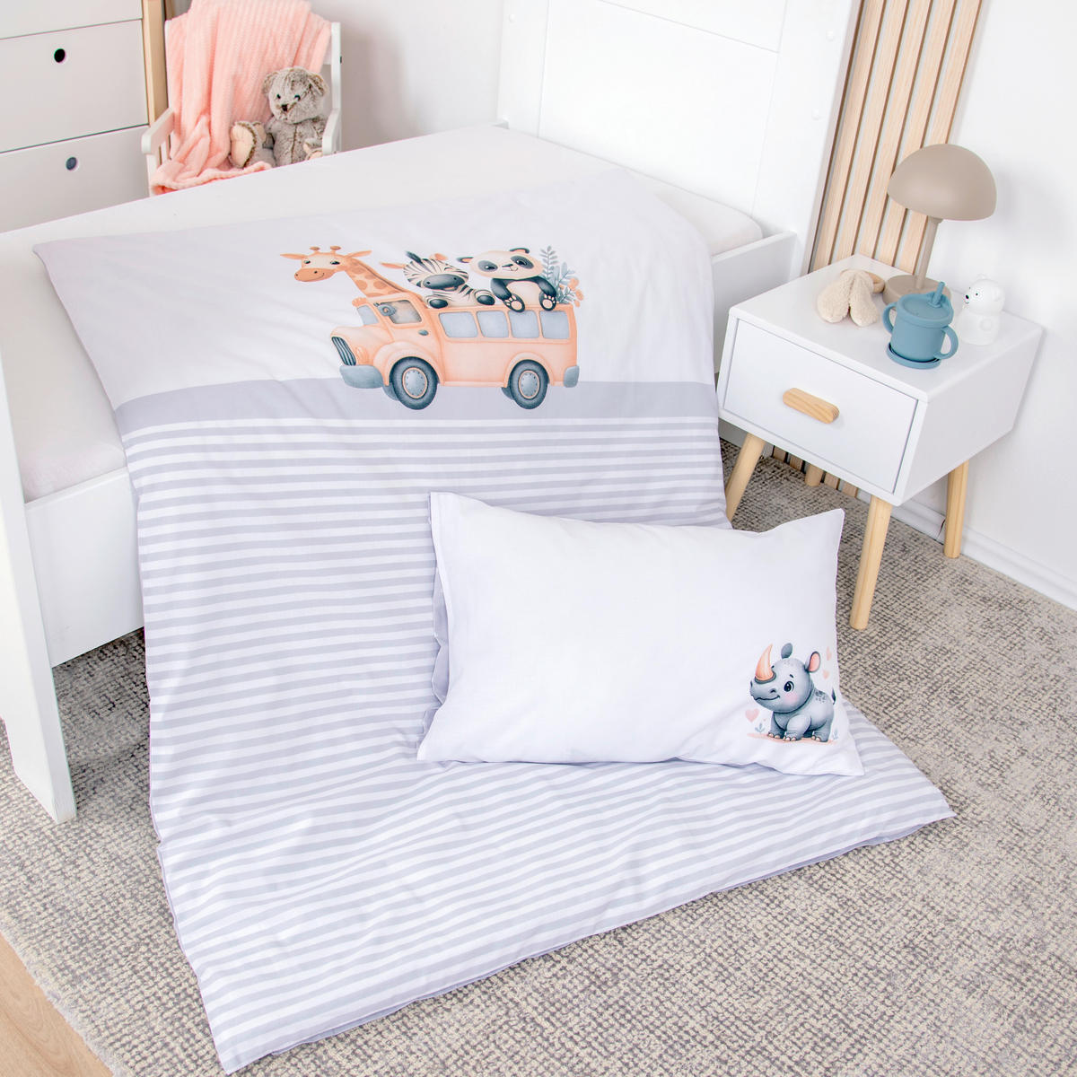 BABYBETTWÄSCHE Renforcé 100/135 cm  - Hellgrau/Weiß, Basics, Textil (100/135cm) - baby best