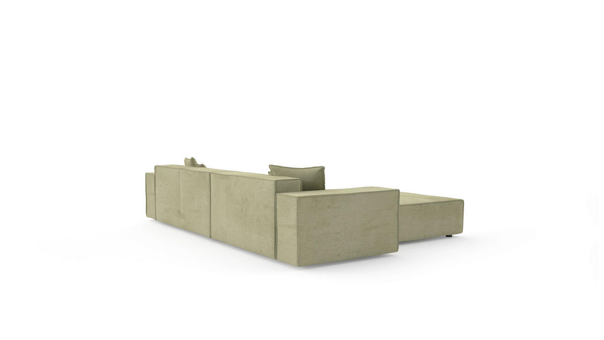 ECKSOFA Olivgrün Chenille Zierkissen, Rücken echt  - Schwarz/Olivgrün, MODERN, Kunststoff/Textil (180/265cm) - Milino