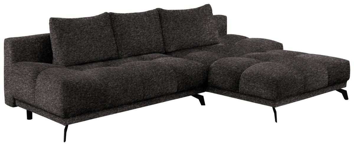 ECKSOFA in Chenille Anthrazit  - Anthrazit/Schwarz, Modern, Textil/Metall (290/182cm) - Hom`in