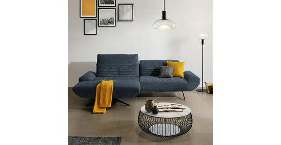 ECKSOFA  in Bouclé Blau  170-195/280 cm  - Blau/Schwarz, Design, Textil/Metall (170-195/280cm) - Dieter Knoll