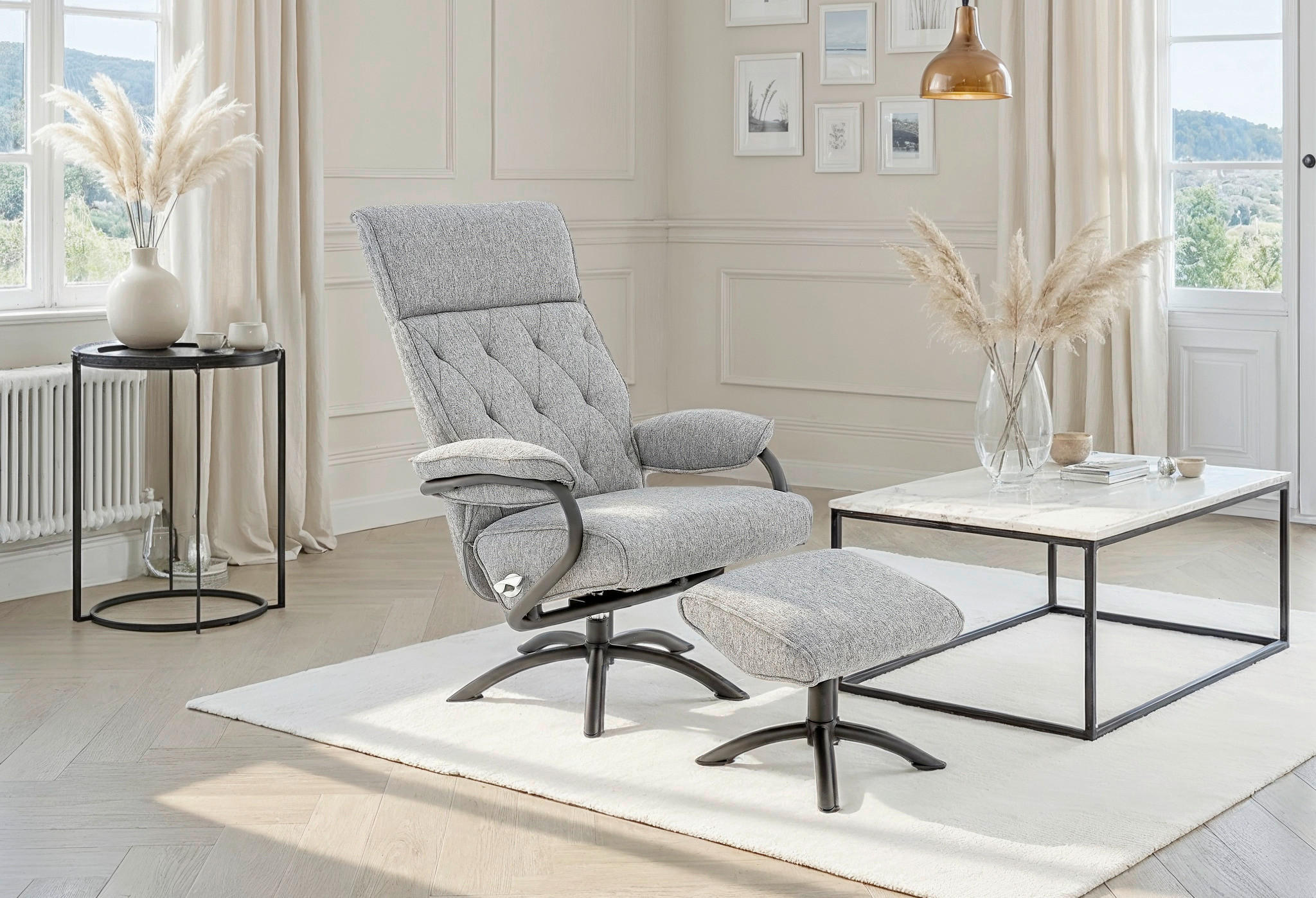 Thumbnail - Mid.you Relaxsesselset, Grau, Textil, 77.5x107x85 cm, Relaxfunktion, Wohnzimmer, Sessel, Relaxsessel