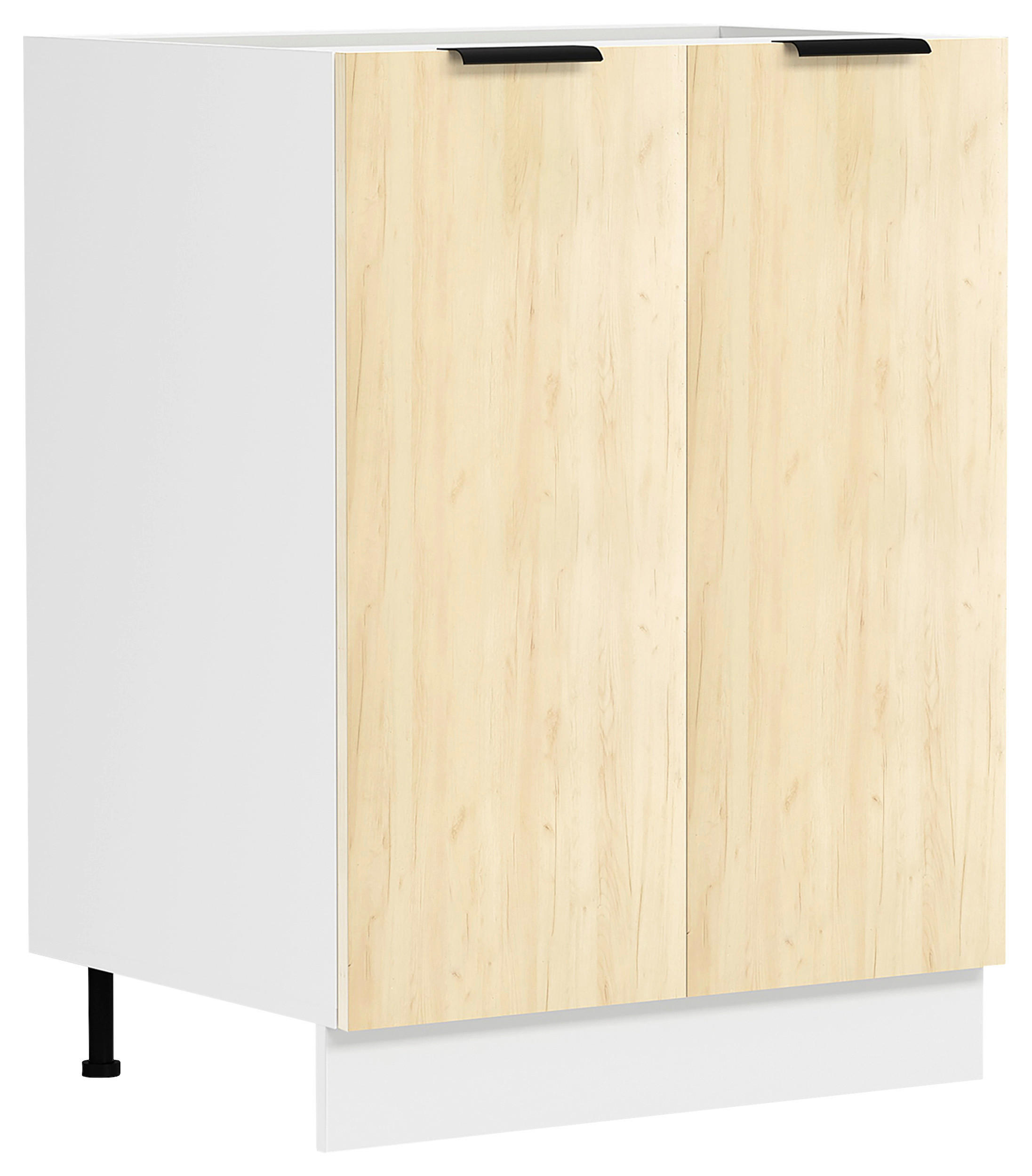 KÜCHENUNTERSCHRANK 60/82/46 cm  in Weiß, Honigeiche  - Honigeiche/Schwarz, Trend, Holzwerkstoff/Kunststoff (60/82/46cm) - MID.YOU