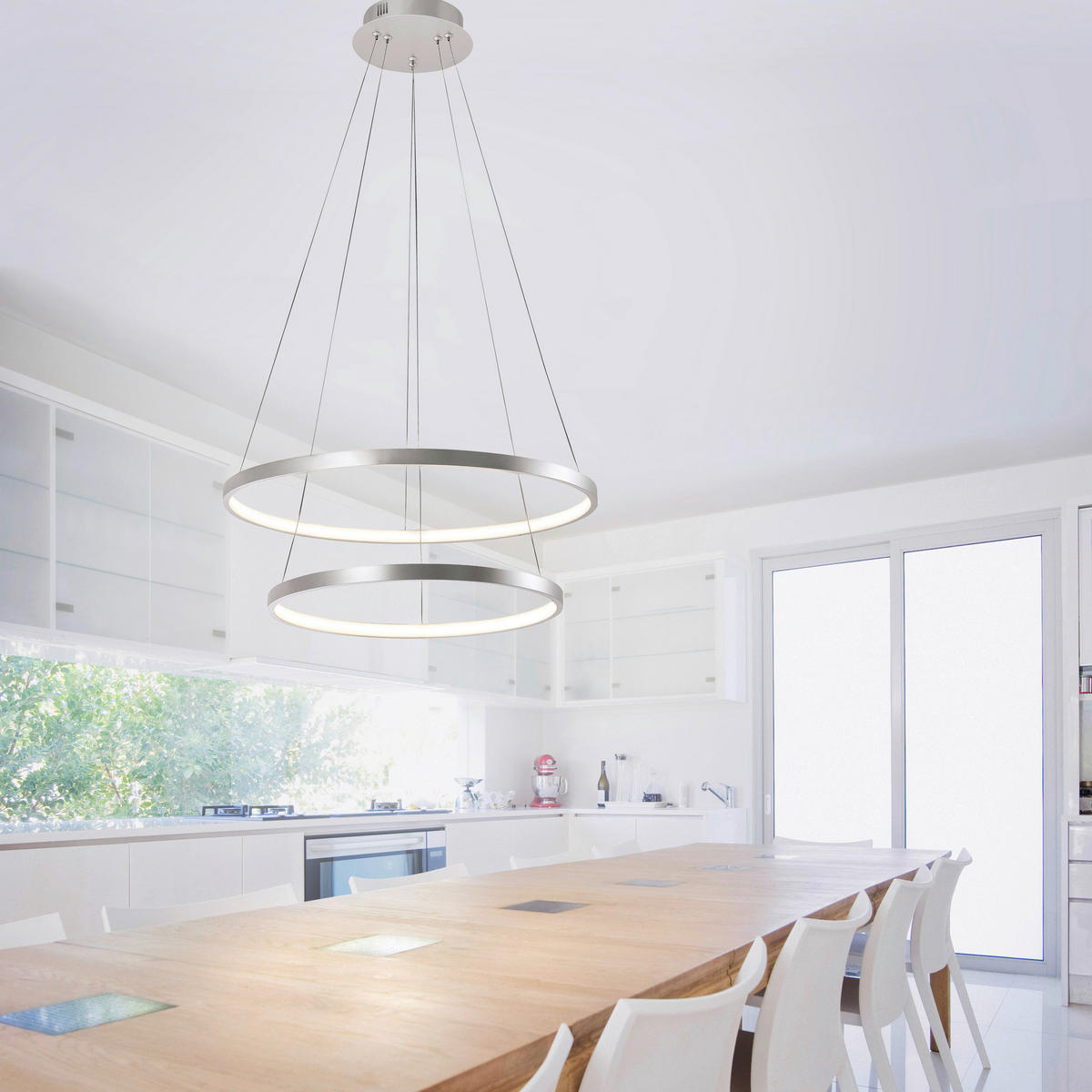 LUSTRĂ LED 50/50/120 cm  - argintiu, Design, plastic/metal (50/50/120cm)