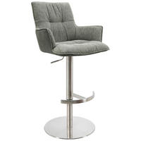 BARHOCKER in Metall, Textil Grau, Schwarz, Edelstahlfarben  - Chromfarben/Edelstahlfarben, Design, Textil/Metall (56/100/56cm) - Novel