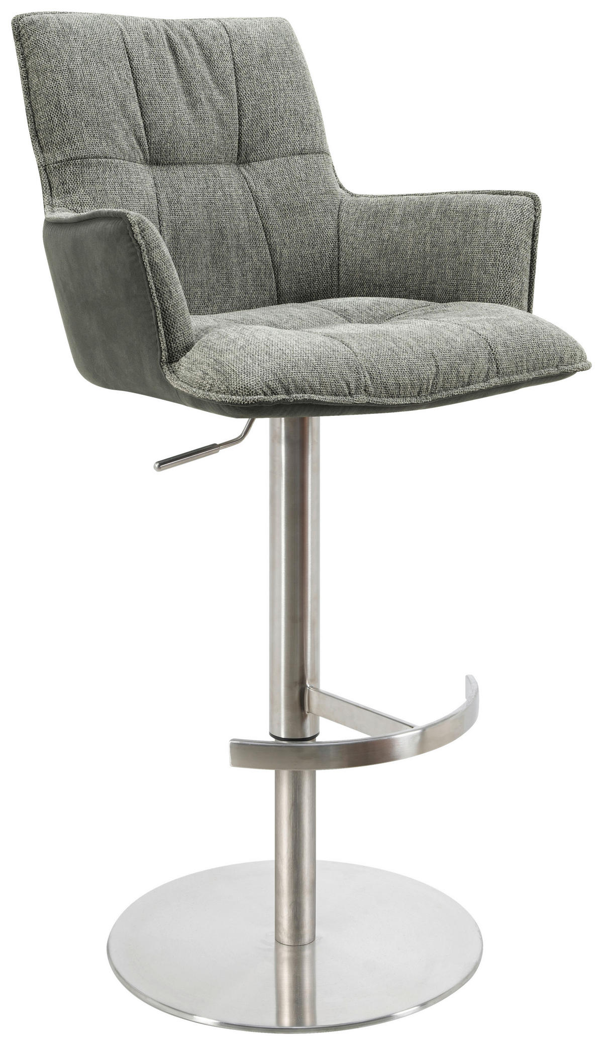 BARHOCKER in Metall, Textil Grau, Schwarz, Edelstahlfarben  - Chromfarben/Edelstahlfarben, Design, Textil/Metall (56/100/56cm) - Novel