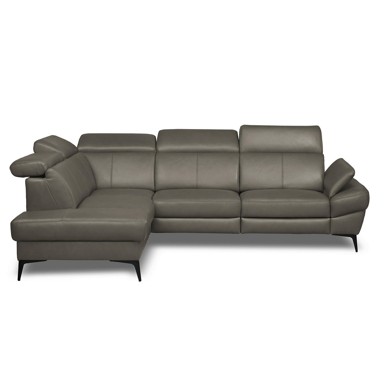 ECKSOFA  in Lederlook Echtleder Schlammfarben  211/264 cm  - Schlammfarben/Schwarz, Design, Leder/Textil (211/264cm) - Livetastic