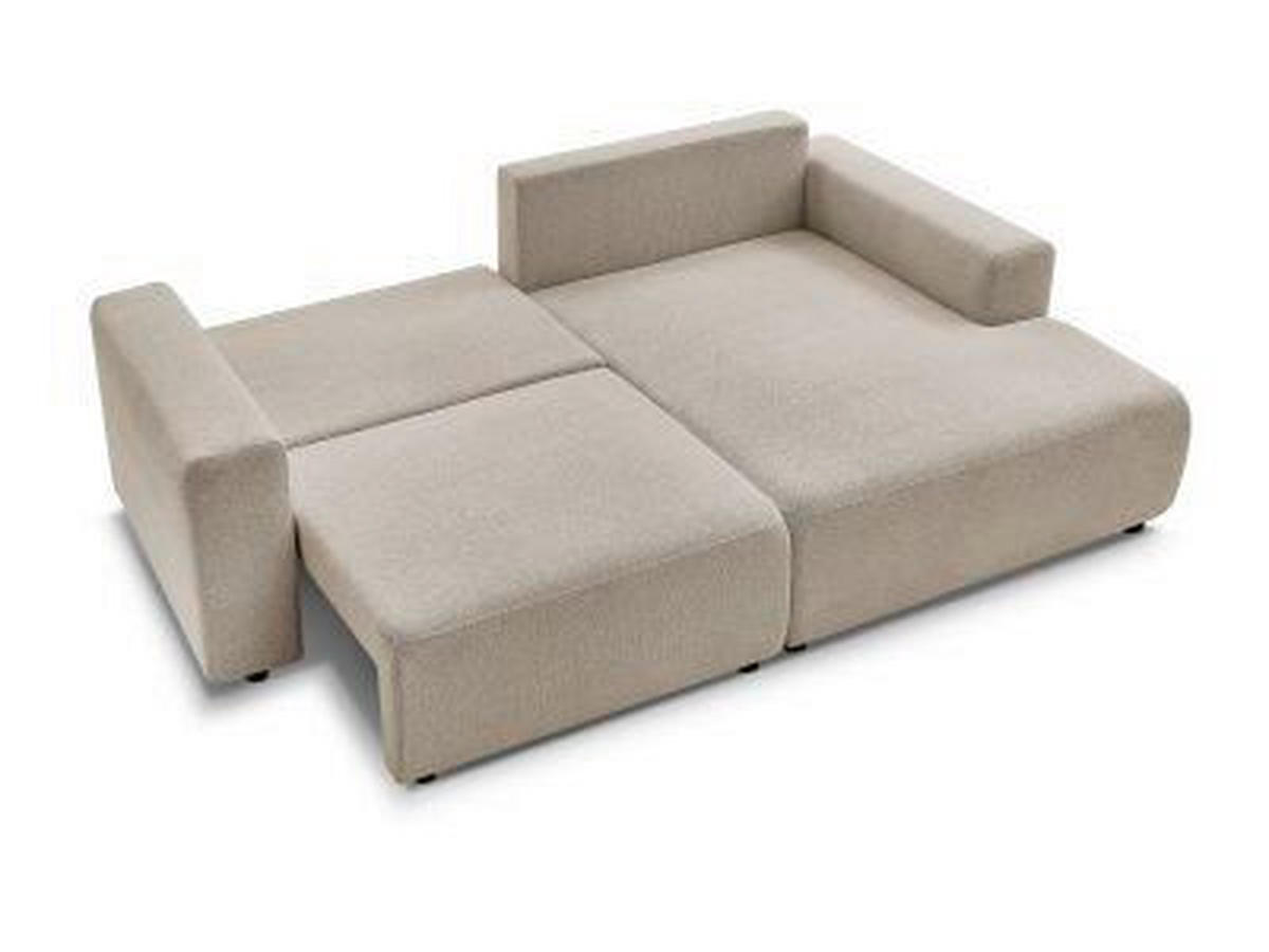 ECKSOFA Ottomane rechts  ATILLA Taupe Flachgewebe  - Taupe/Schwarz, MODERN, Kunststoff/Textil (244/149cm)