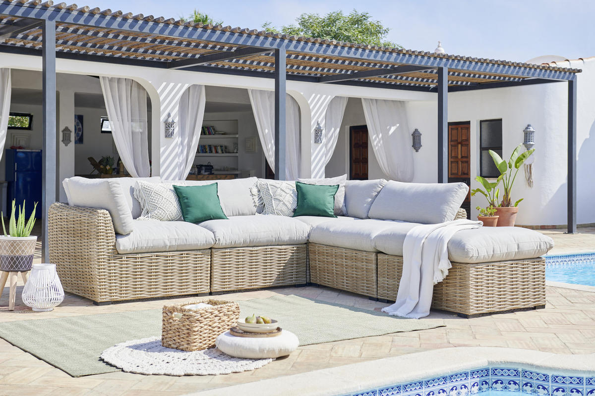 LOUNGE SREDNJI DIO  bež   - bež/crna, Romantično / ladanjski, metal/tekstil (90/67/99cm) - Ambia Garden