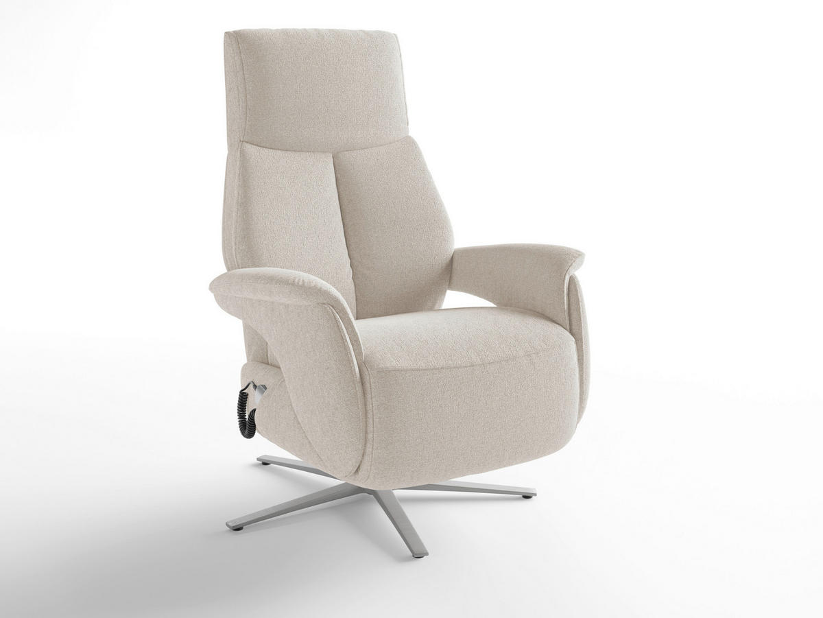 RELAXAČNÉ KRESLO, textil, krémová - krémová/strieborná, Basics, kov/textil (75/110/85cm) - Sit & More