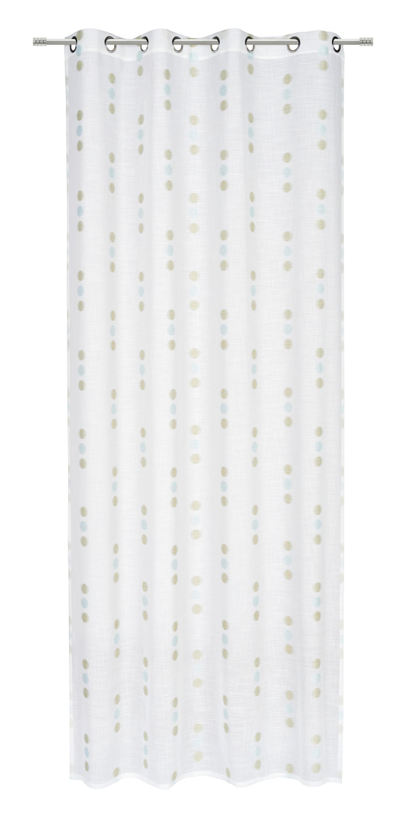 ZAVJESA S RINGOVIMA zelena, višebojno, tirkizna, bijela  140/280 cm  - bijela/zelena, Lifestyle, tekstil (140/280cm) - Esposa