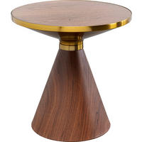 COUCHTISCH Walnuss furniert 50/50/52 cm rund Walnussfarben, Goldfarben  - Goldfarben/Walnussfarben, Design, Holz/Metall (50/50/52cm) - Kare-Design