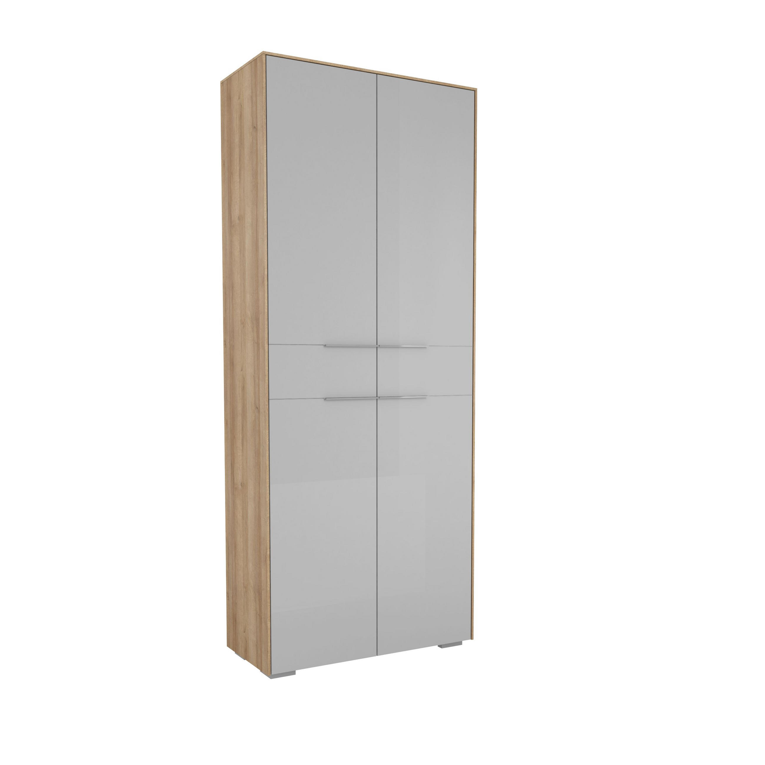 GARDEROBENSCHRANK Eichefarben, Hellgrau - Chromfarben/Eichefarben, Design, Glas/Holzwerkstoff (80,8/199,1/37,3cm) - Voleo