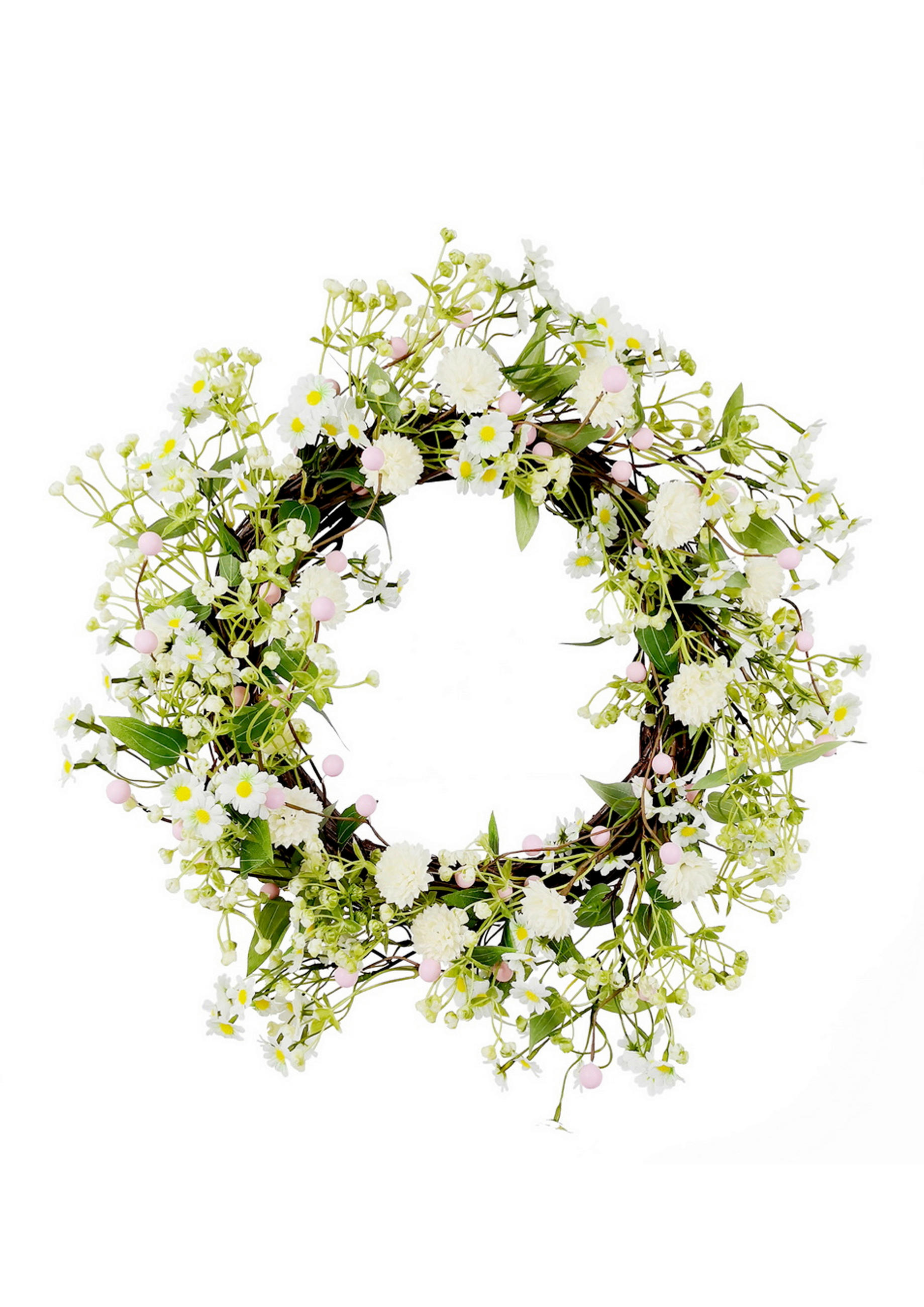 FRÜHLINGSKRANZ  - Pink/Naturfarben, Basics, Holz/Kunststoff (45cm)