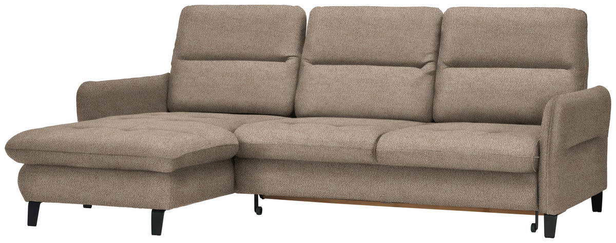 ECKSOFA Beige Flachgewebe  - Beige/Schwarz, KONVENTIONELL, Textil/Metall (190/254cm) - Livetastic