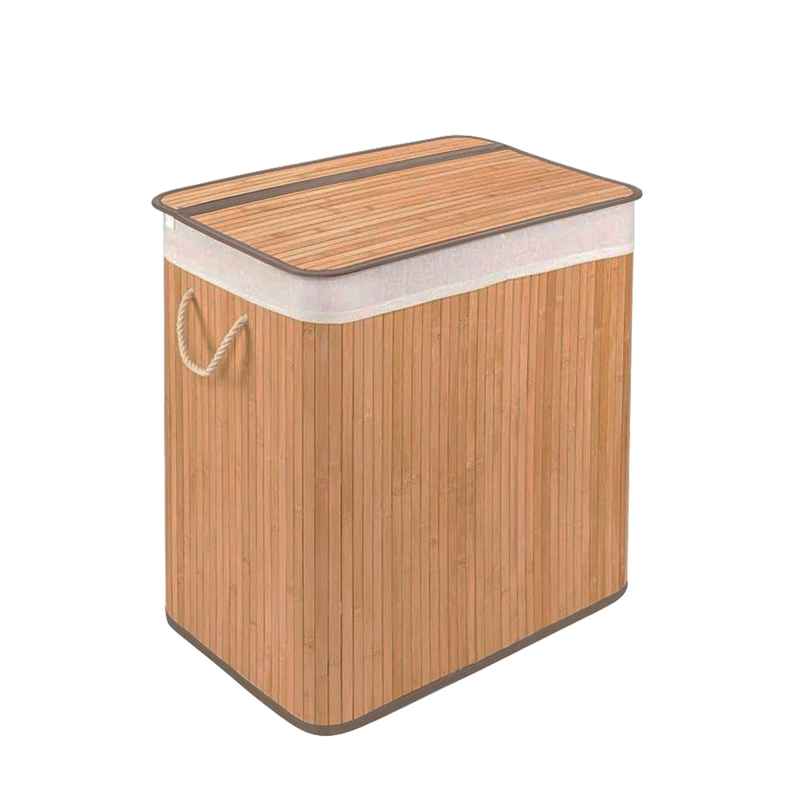 WÄSCHEKORB - Braun, MODERN, Holz/Textil (52/62/32cm) - MID.YOU