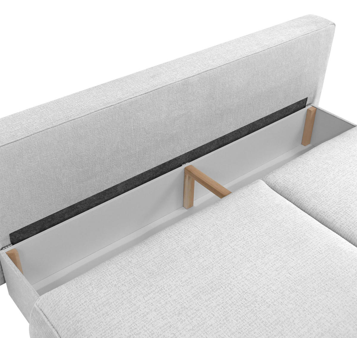 SCHLAFSOFA Jacquard Hellgrau  inkl. Rückenkissen, Bettkasten, Schlaffunktion, Rücken echt, Liegefläche im Originalstoff  - Hellgrau/Schwarz, KONVENTIONELL, Kunststoff/Textil (210/92/100cm) - Milino