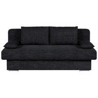 SCHLAFSOFA Webstoff Schwarz  inkl. Rückenkissen, Armlehnenkissen, Bettkasten, Schlaffunktion  - Chromfarben/Schwarz, Design, Kunststoff/Textil (193/85/86cm) - P & B