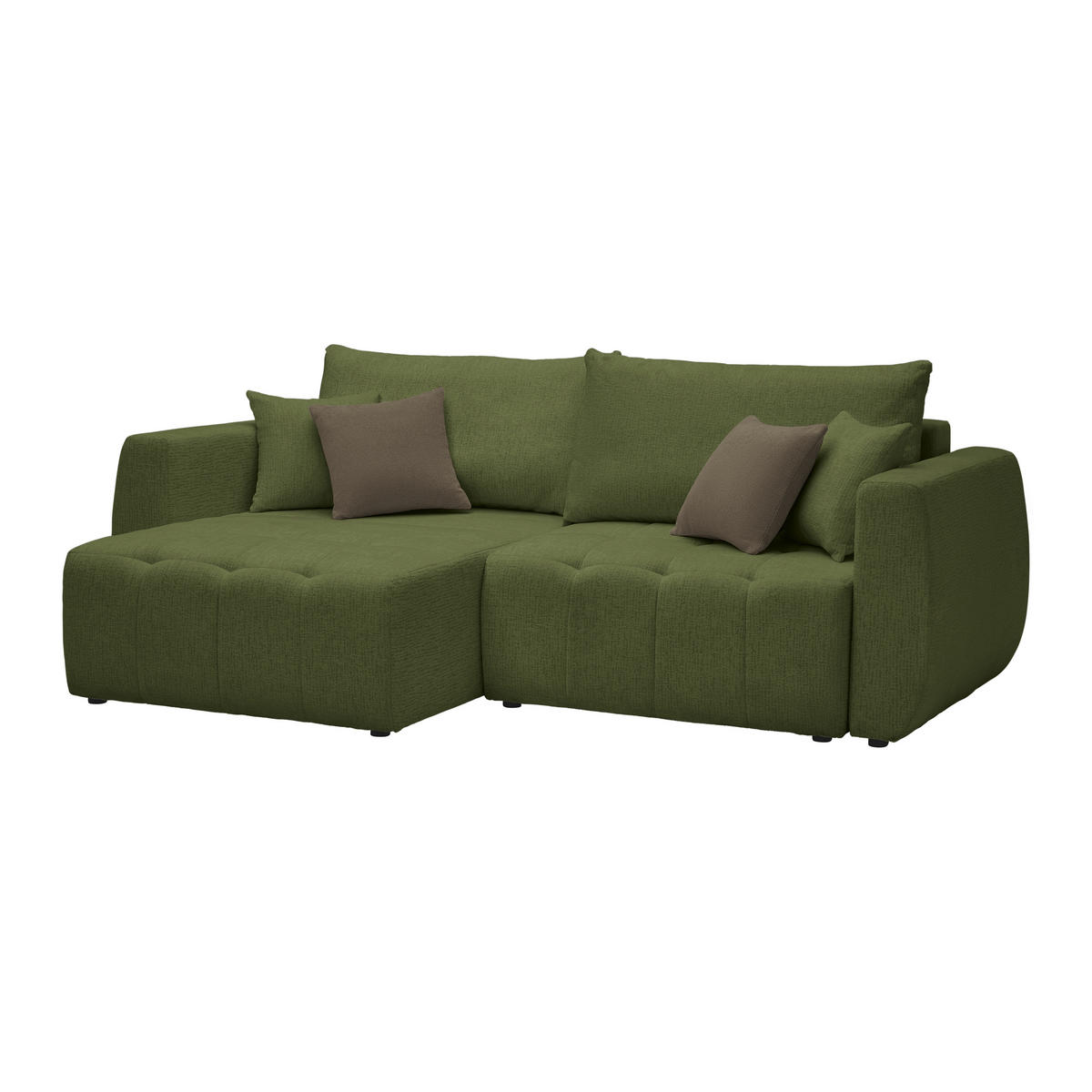 SCHLAFSOFA in Chenille, Jacquard Olivgrün  - Schwarz/Braun, Kunststoff/Textil (245/74-90/104cm) - MID.YOU