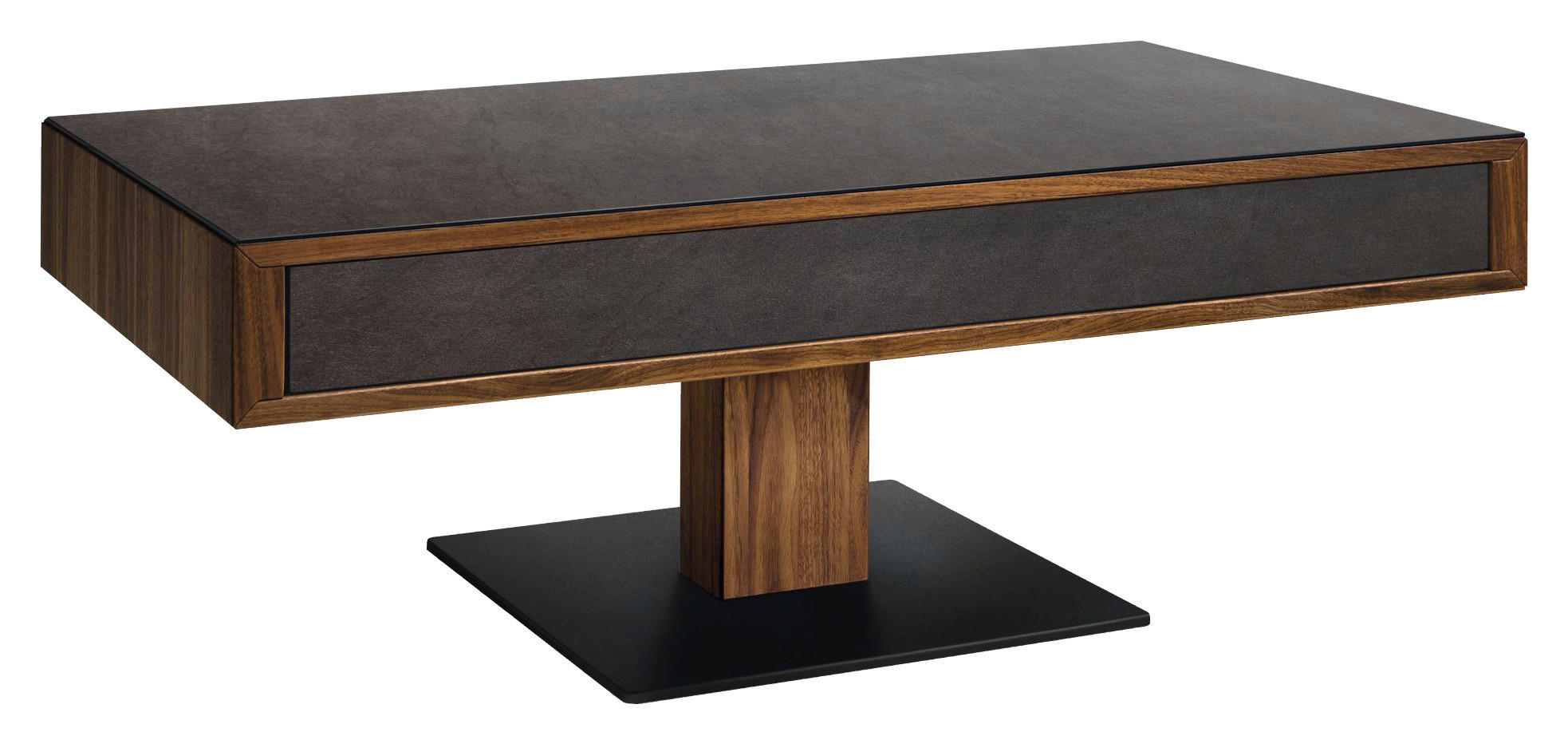 COUCHTISCH in Holz, Keramik 100/60/39,5 cm  - Nussbaumfarben/Schwarz, Design, Holz/Keramik (100/60/39,5cm) - Team 7