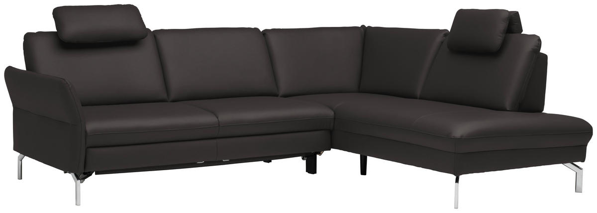 ECKSOFA in Echtleder Grau  284/220 cm  - Alufarben/Grau, KONVENTIONELL, Leder/Metall (284/220cm) - Beldomo Premium