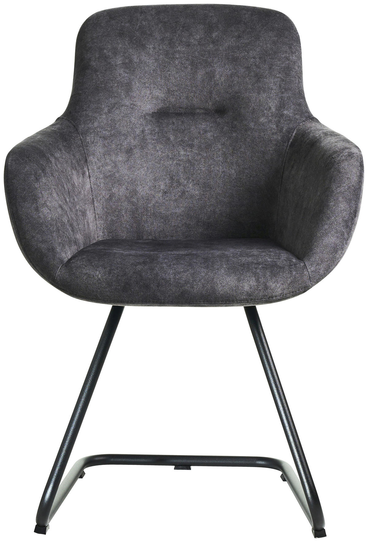 ARMLEHNSTUHL  in Edelstahl Velours  - Dunkelgrau/Schwarz, Basics, Textil/Metall (62/89/61cm) - Celina Home