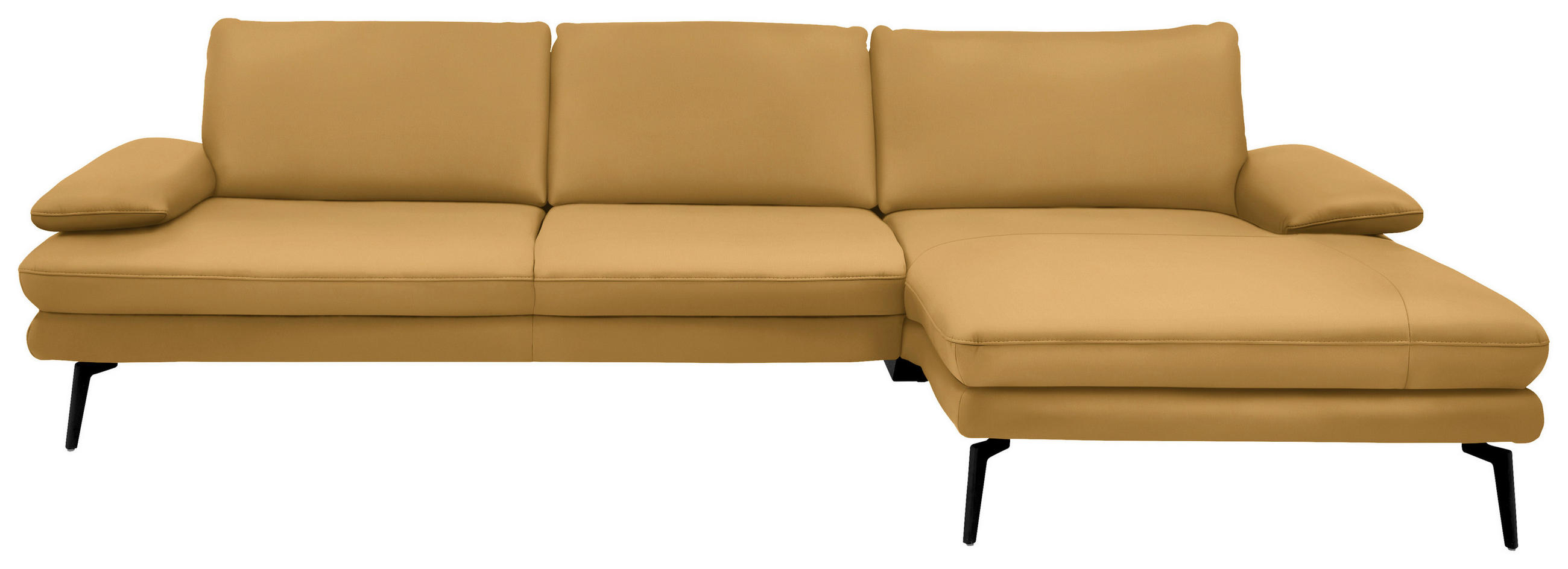 ECKSOFA in Echtleder Gelb  310/180 cm  - Gelb/Schwarz, Design, Leder/Metall (310/180cm) - Dieter Knoll