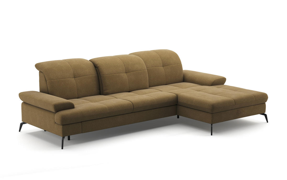 ECKSOFA in Flachgewebe Olivgrün  - Schwarz/Olivgrün, Konventionell, Textil/Metall (279/185cm) - Sit & More