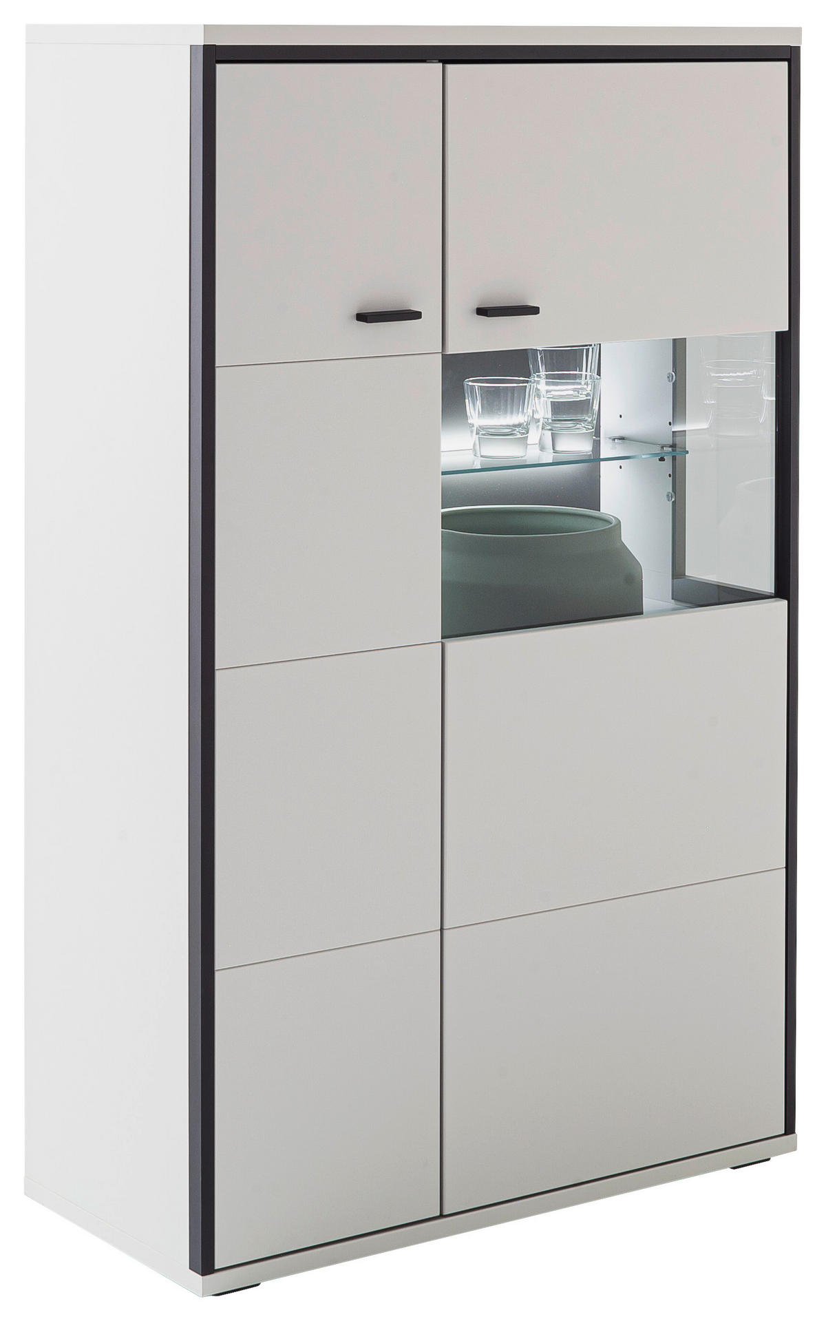 HIGHBOARD Schwarz, Weiß  84/136/38 cm  - Schwarz/Weiß, Design, Glas/Holzwerkstoff (84/136/38cm) - Stylife