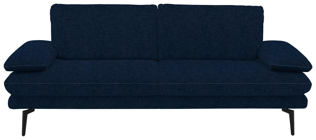 3-SITZER-SOFA in Velours Dunkelblau  - Beige/Schwarz, Design, Textil/Metall (222/89/104cm) - Dieter Knoll
