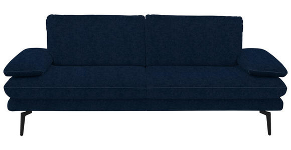 3-SITZER-SOFA Dieter Knoll in Velours Dunkelblau  - Beige/Schwarz, Design, Textil/Metall (222/89/104cm) - Dieter Knoll