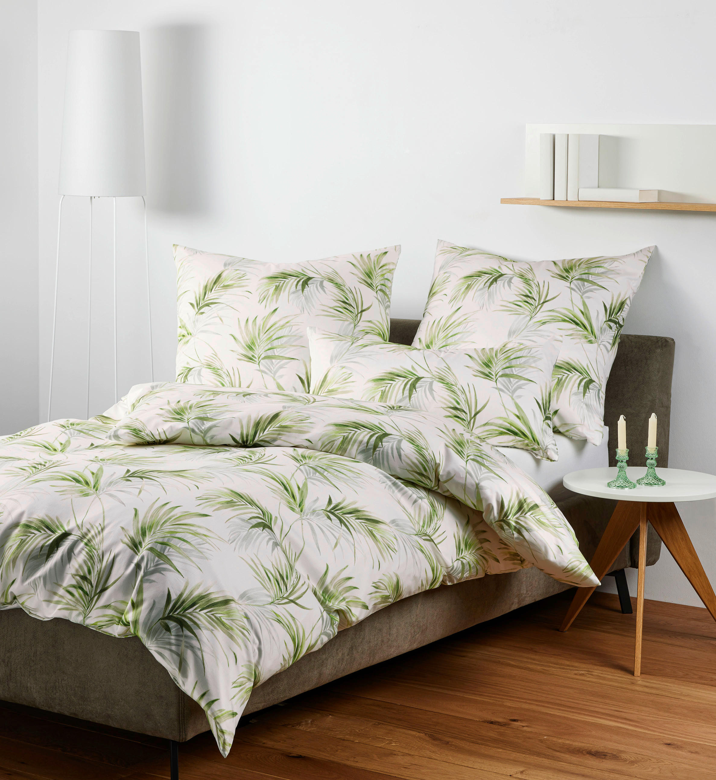 POSTELJNINA MILANO 135/200 cm mako saten zelena, bela  - zelena/bela, Konvencionalno, tekstil (135/200cm) - Janine