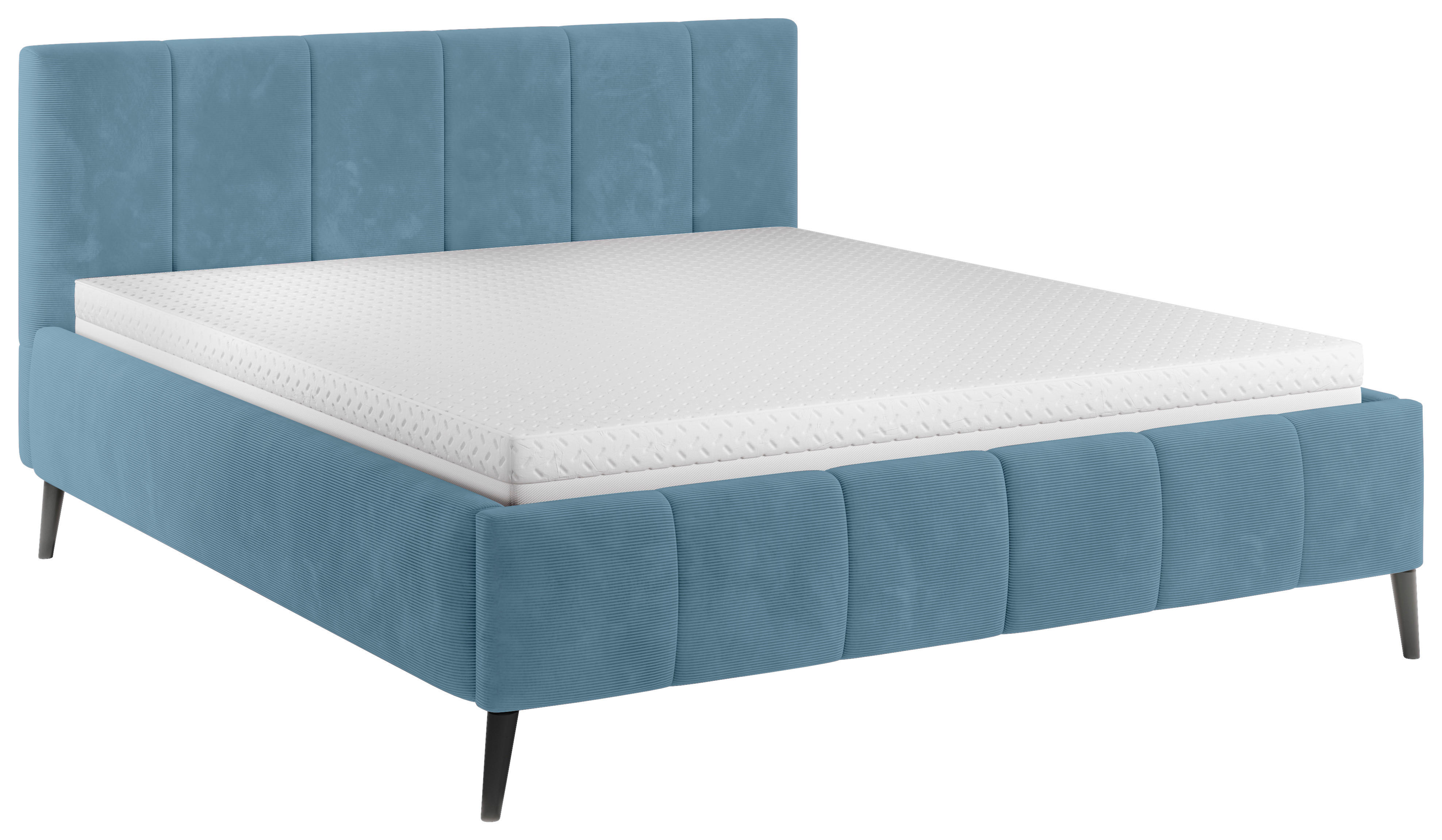 POLSTERBETT gepolstertes Kopfteil, Lattenrost 180/200 cm  in Blau  - Blau/Schwarz, Trend, Holz/Textil (180/200cm) - home24