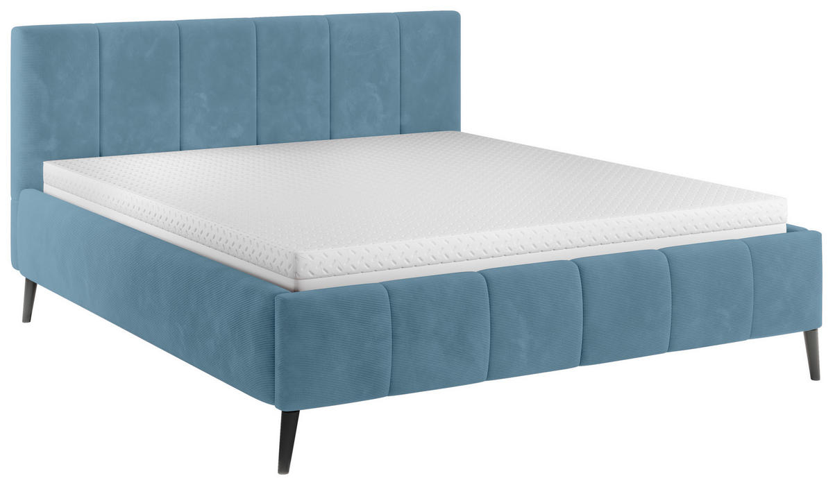 POLSTERBETT 180/200 cm  in Blau  - Blau/Schwarz, Trend, Holz/Textil (180/200cm) - home24