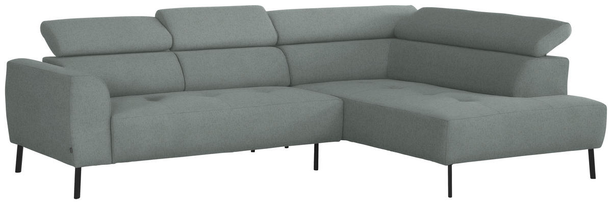 ECKSOFA  in Chenille Silberfarben  280/205 cm  - Silberfarben/Schwarz, Design, Textil/Metall (280/205cm) - Xora